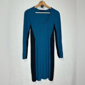 French Connection Teal Blue Colorblock Long Sleeve Sweater Dress‎ Womens Size 6